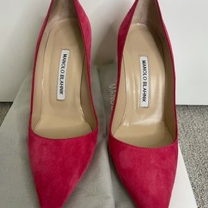 Monolo Blahnik Pink Suede Heels